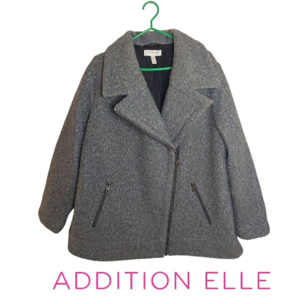 Addition Elle Grey Asymmetrical Zip Coat